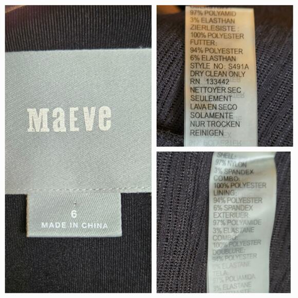 Anthropologie Maeve Viala Black Pintuck Floral Applique Dress Size 6 - Picture 7 of 7